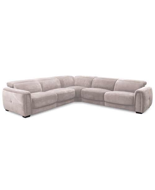 Brownell 5-Pc. L-Shape Sectional with 2 Power Motion Chairs, Exclusively at Light Grey