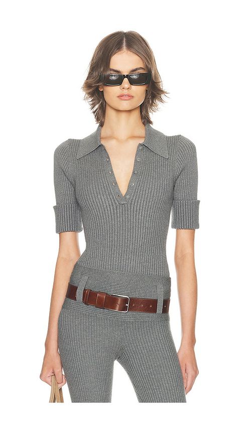 Helsa Devora Polo Bodysuit in Grey. - XS also in L, M