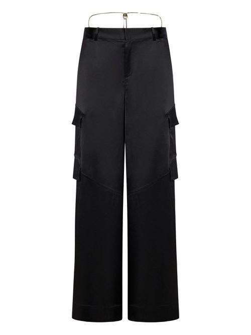 Satin cargo pants - Black