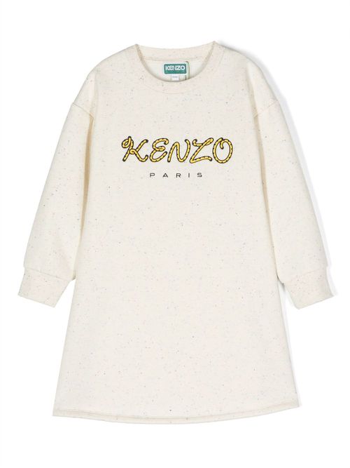 Logo-print cotton dress - Neutrals