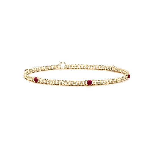 Angara 0.7 Carat Five Stone Ruby Station Bracelet in 14K Yellow Gold
