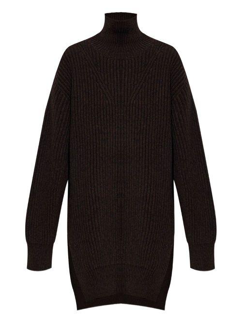 Ribbed turtleneck sweater - Brown