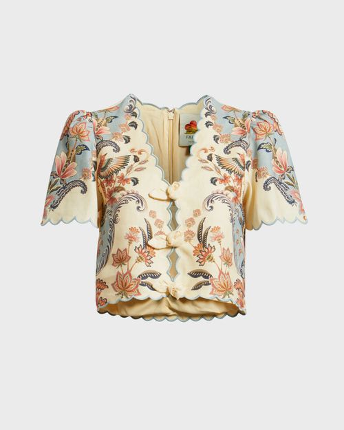 FARMRIO Top Boho Short Sleeve Light yellow
