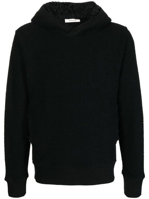 Ruched-detail long-sleeved hoodie - Black