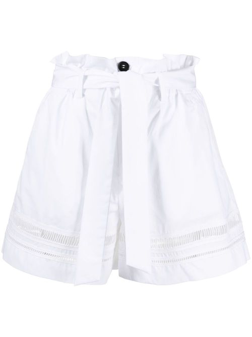 Belted cotton shorts - White