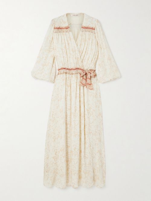 Lavinia Printed Silk-chiffon Midi Wrap Dress - Ivory