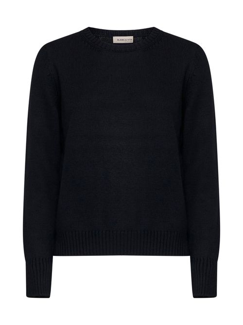 Virgin Wool Crew-Neck Sweater — Black