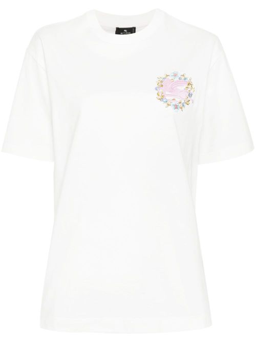 Logo-embroidered cotton T-shirt - White