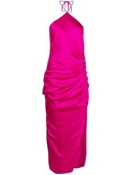 Draped-Front embellished midi dress - Pink