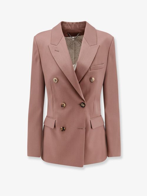 Virgin Wool Double-Breasted Blazer — Pink