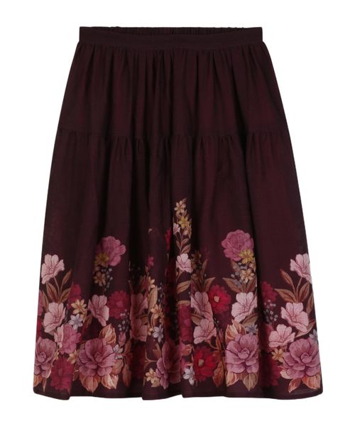 Floral-print tiered skirt