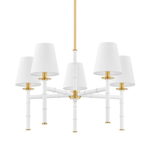 Aged Brass Five Light Chandelier from the Banyan Collection