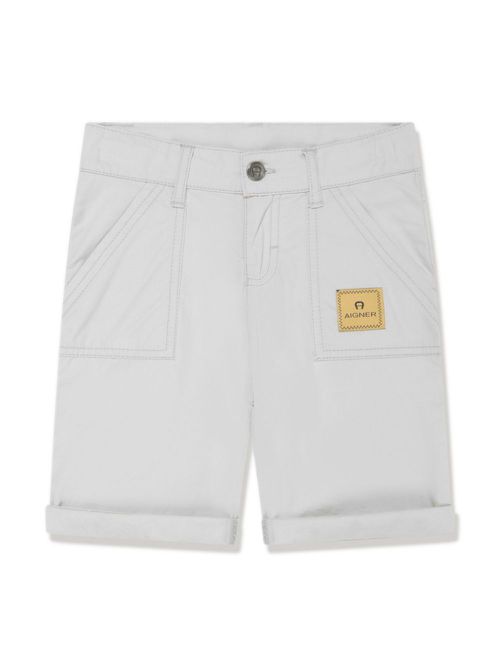 Logo-appliqué cotton shorts - Grey