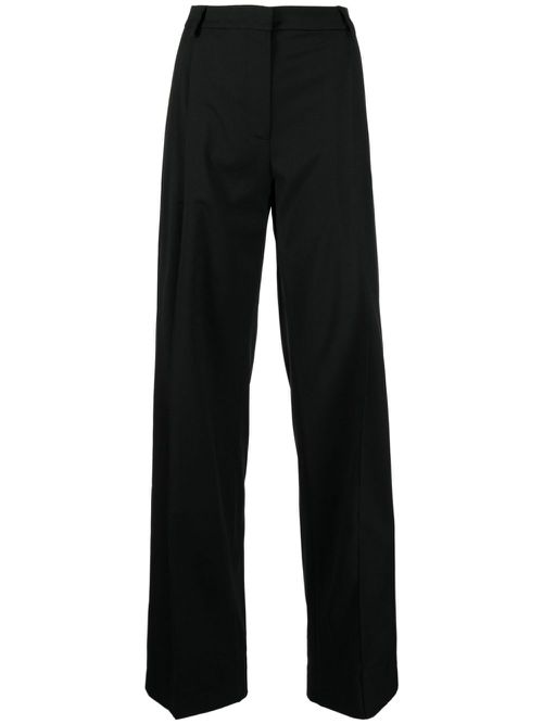 Wide-leg pleated trousers - Black