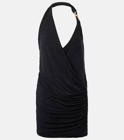Draped halterneck jersey minidress