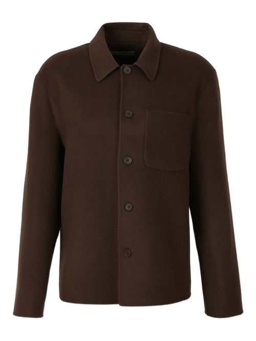 Button-fastening patch-pocket jacket - Brown