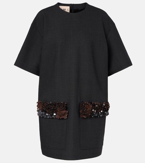 Sequined wool-blend minidress