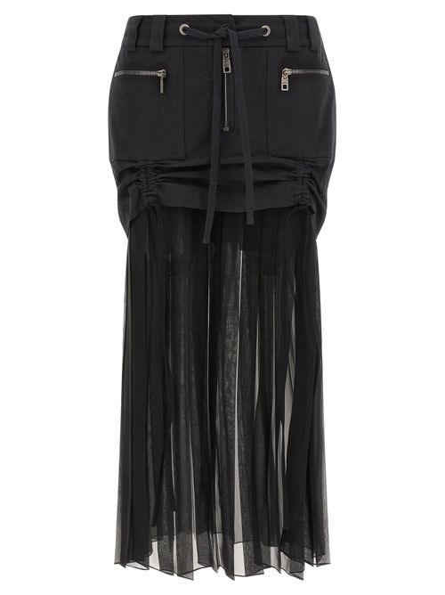 Twill And Chiffon Skirt