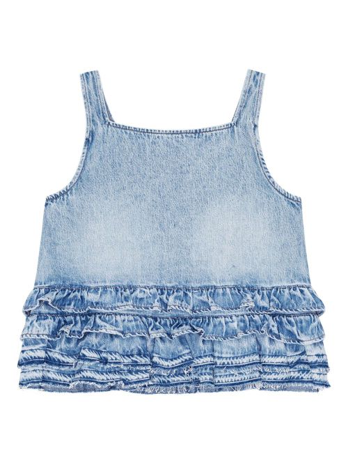 GANNI ruffled denim top - Blue