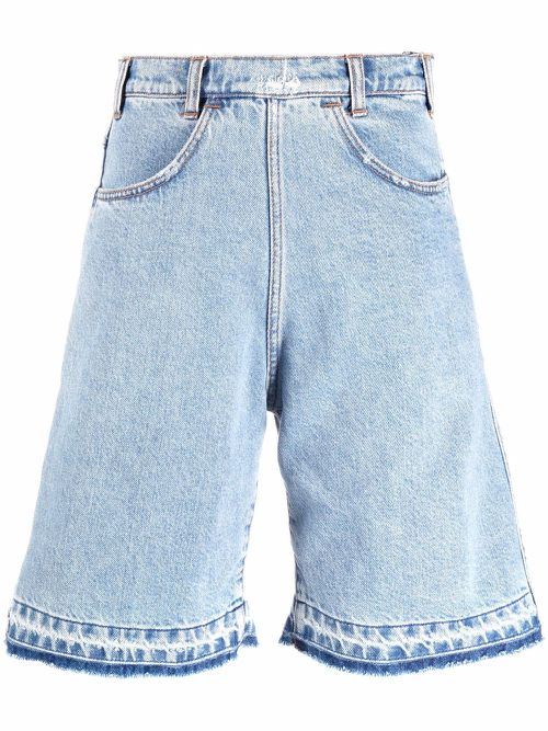 Wide-leg denim shorts - Blue