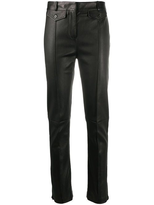 Leather skinny-leg jeans - Brown