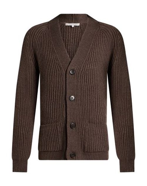 Man Cardigan Taupe Size L Wool, Acrylic, Cashmere