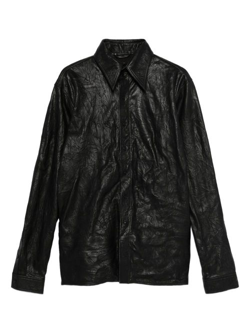 Crumpled Leather Shirt - Men's - Calf Leather