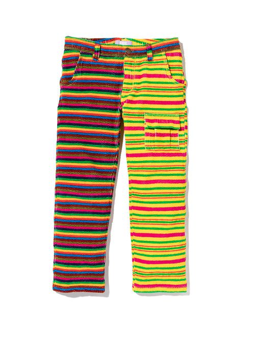Colour-block striped woven trousers - Yellow