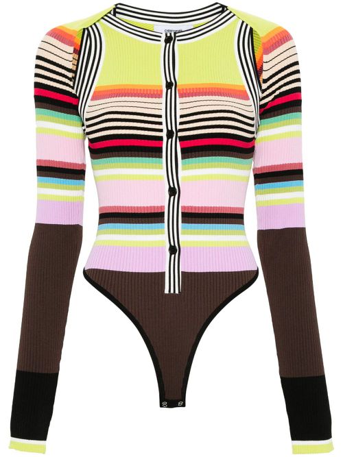 Striped knitted bodysuit and bolero - Green