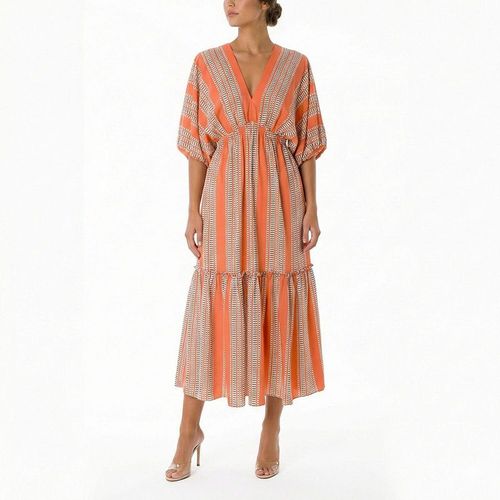 Women's Taylor Printed V-Neck Dolman Sleeve Dress, : , Tangelo Ivory