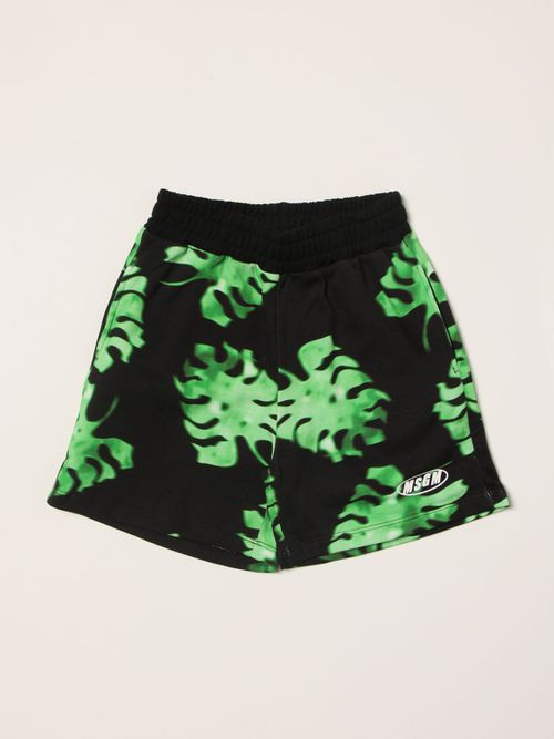 Jogging shorts with leaf print