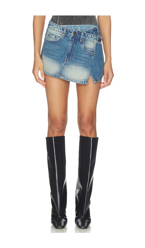 MARRKNULL Two-Piece Denim Skirt in Blue. - S also in XS