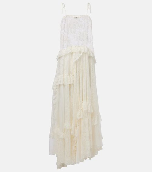 Chloé Ruffled sheer lace maxi dress