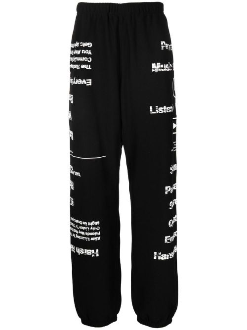 Graphic-print cotton track pants - Black