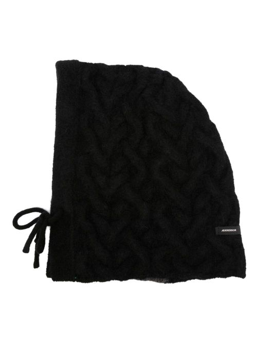 Logo-patch chunky-knit balaclava - Black