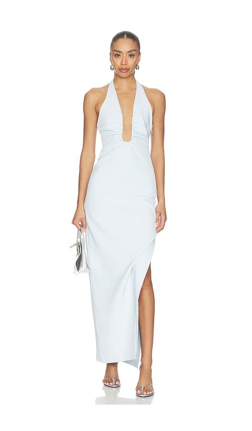 MISHA The Lusi Crepe Maxi Dress in Baby Blue. - XXS also in XS, S