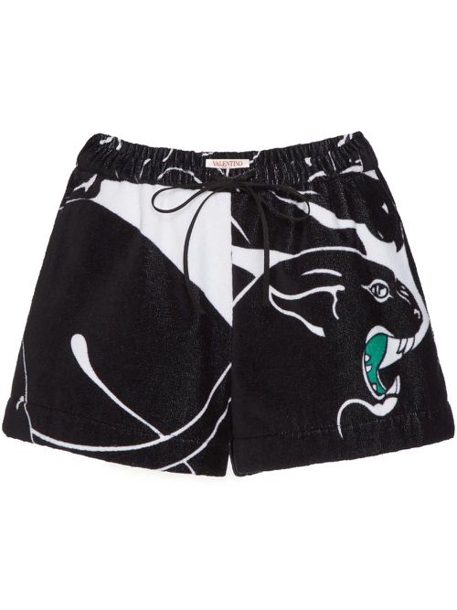 Panther-print shorts - Black