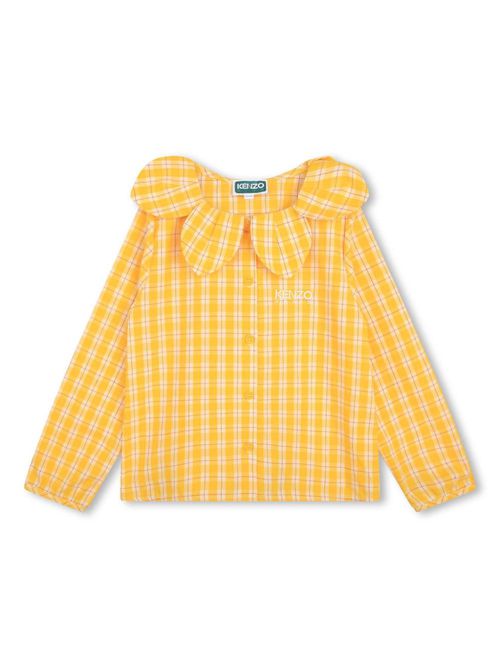Logo-embroidered check-pattern shirt - Yellow