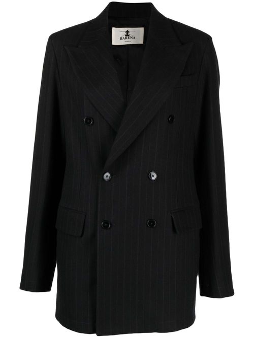 Pinstripe-pattern double-breasted blazer - Black