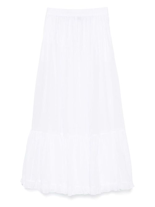 Pleated ruffled maxi skirt - White