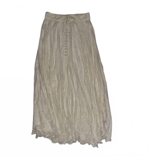 Women's Long Lace Button Up Skirt In White