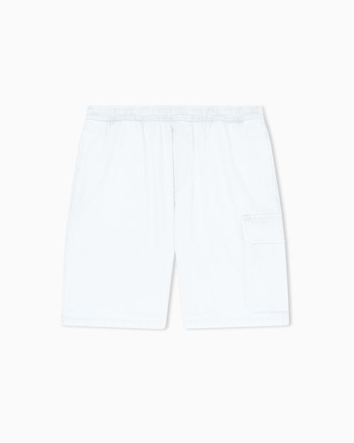 Light Wash Denim Bermuda Shorts with a Used Effect
