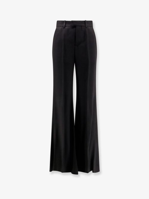 Fluid Viscose Flared Trousers — Black