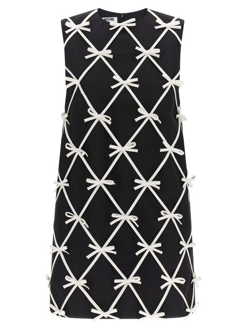 Bow-Embellished Virgin Wool Dress — Black