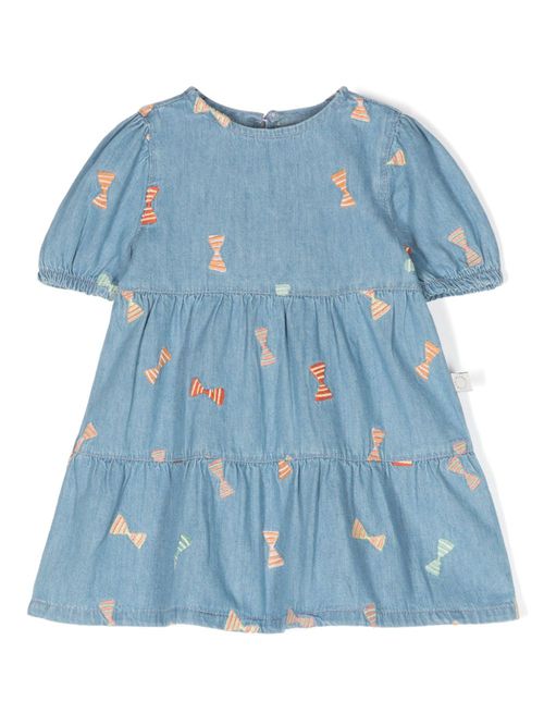 Embroidered tiered dress - Blue