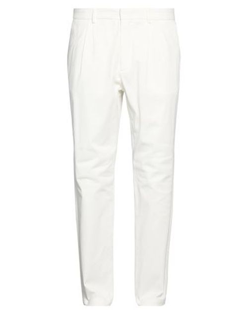 Man Pants White Size 38 Cotton, Elastane