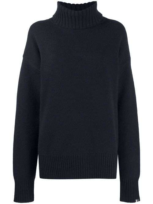 Roll neck rib-trimmed jumper - Blue