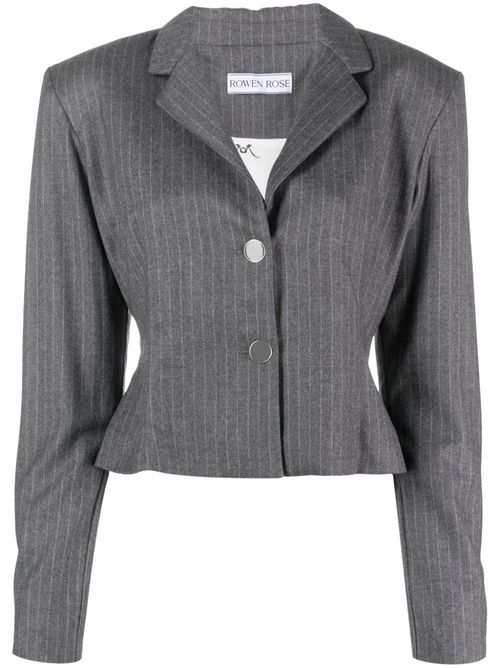 Striped shoulder-pads blazer