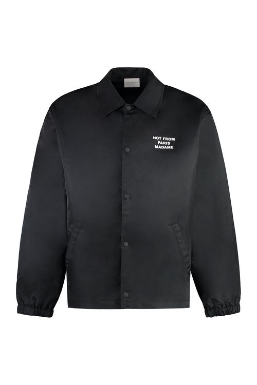 Nylon Slogan Raincoat — Black