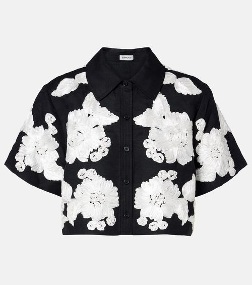 Callie embroidered linen-blend shirt